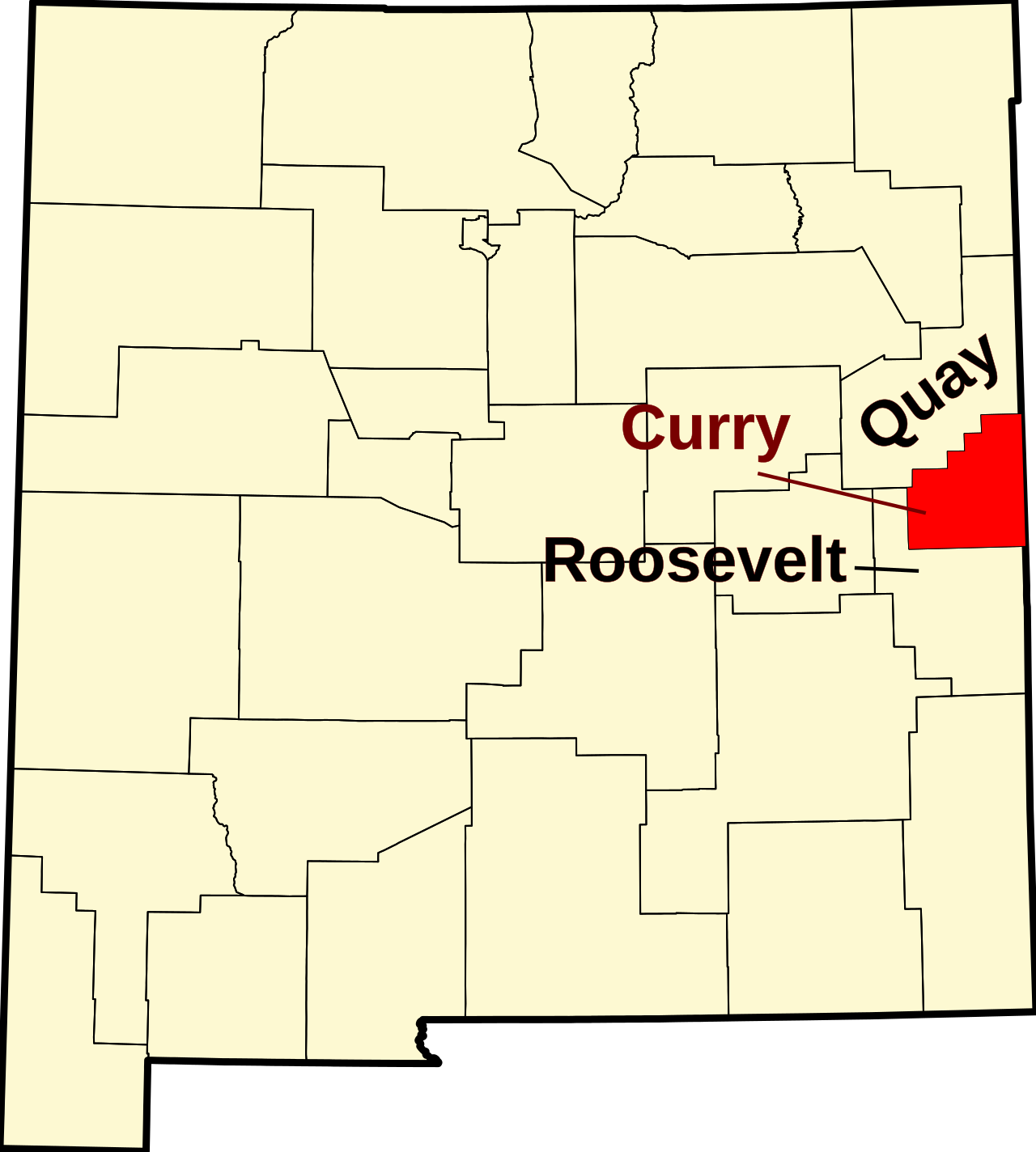 Map of New Mexico highlighting Curry County